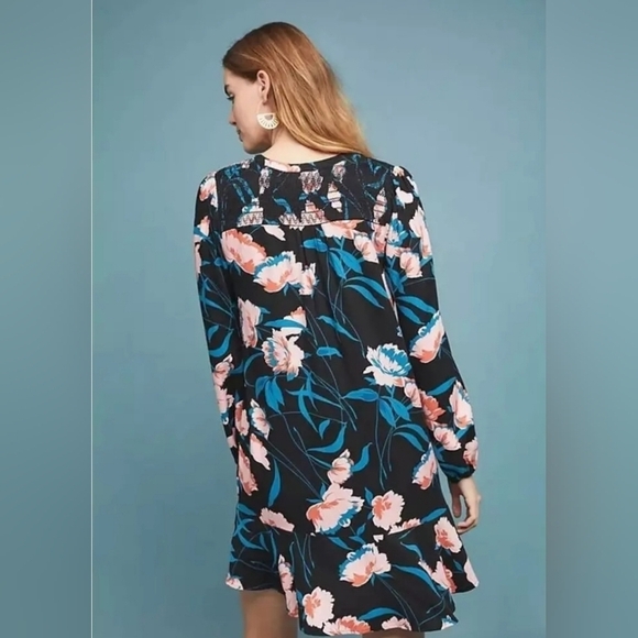 MAEVE by ANTHROPOLOGIE Ragondq Floral dress  Tunic in Black size 4 - Picture 3 of 14